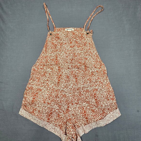 Billabong Pants - Billabong Womens Rust Red Tribal Print Romper Small Cotton Blend Sleeveless